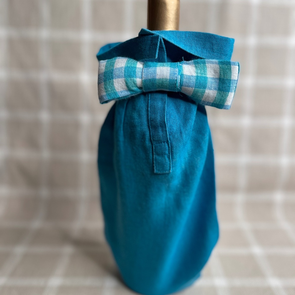 Handcrafted Wine or Liquor Bottle Gift Bag Made From Dress Shirt and Tie